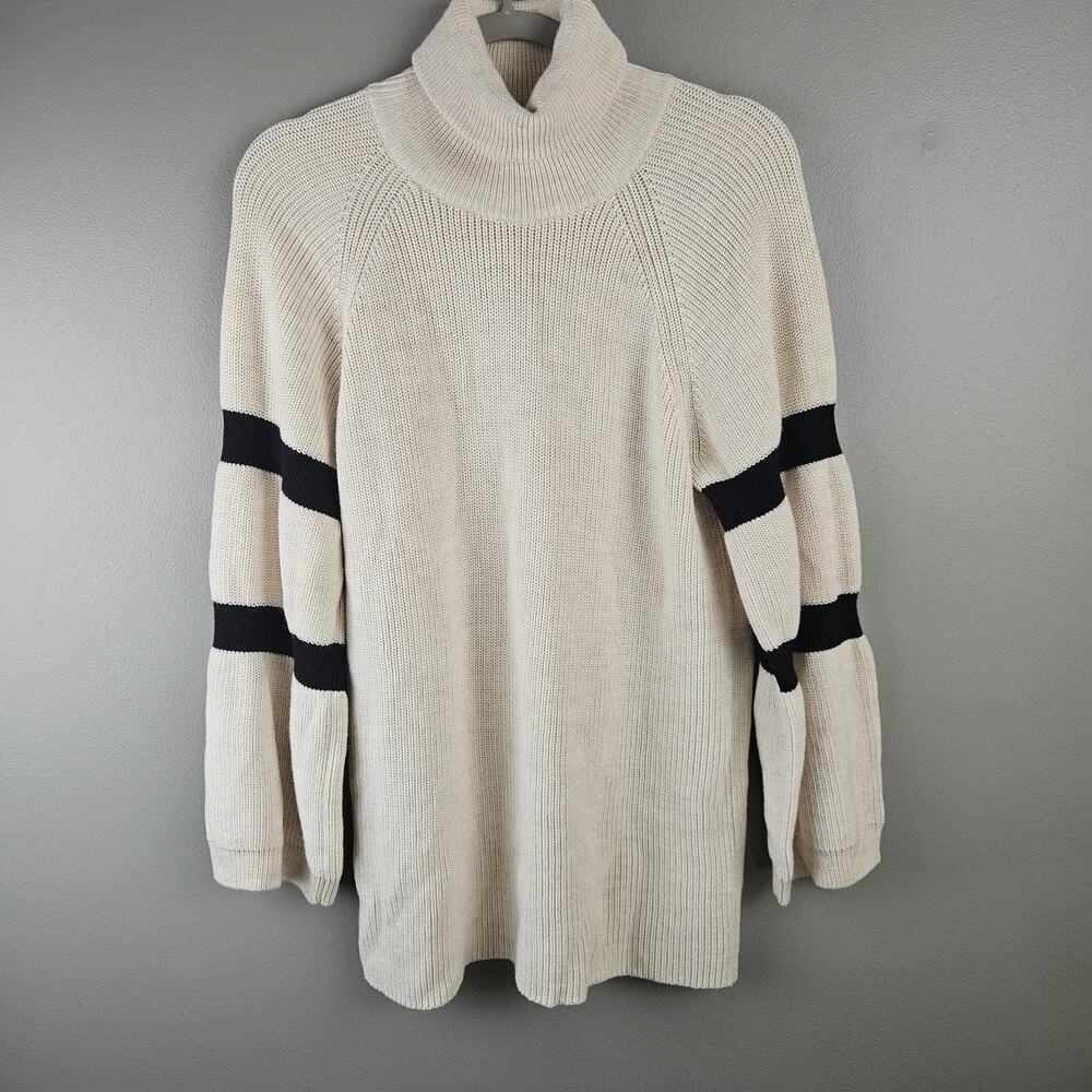 Arket Turtleneck Wool Sweater Black & Ivory Striped Long Sleeved Womenās Size XS